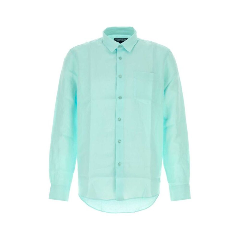 Vilebrequin Men Aquamarine Linen Caroubis Shirt